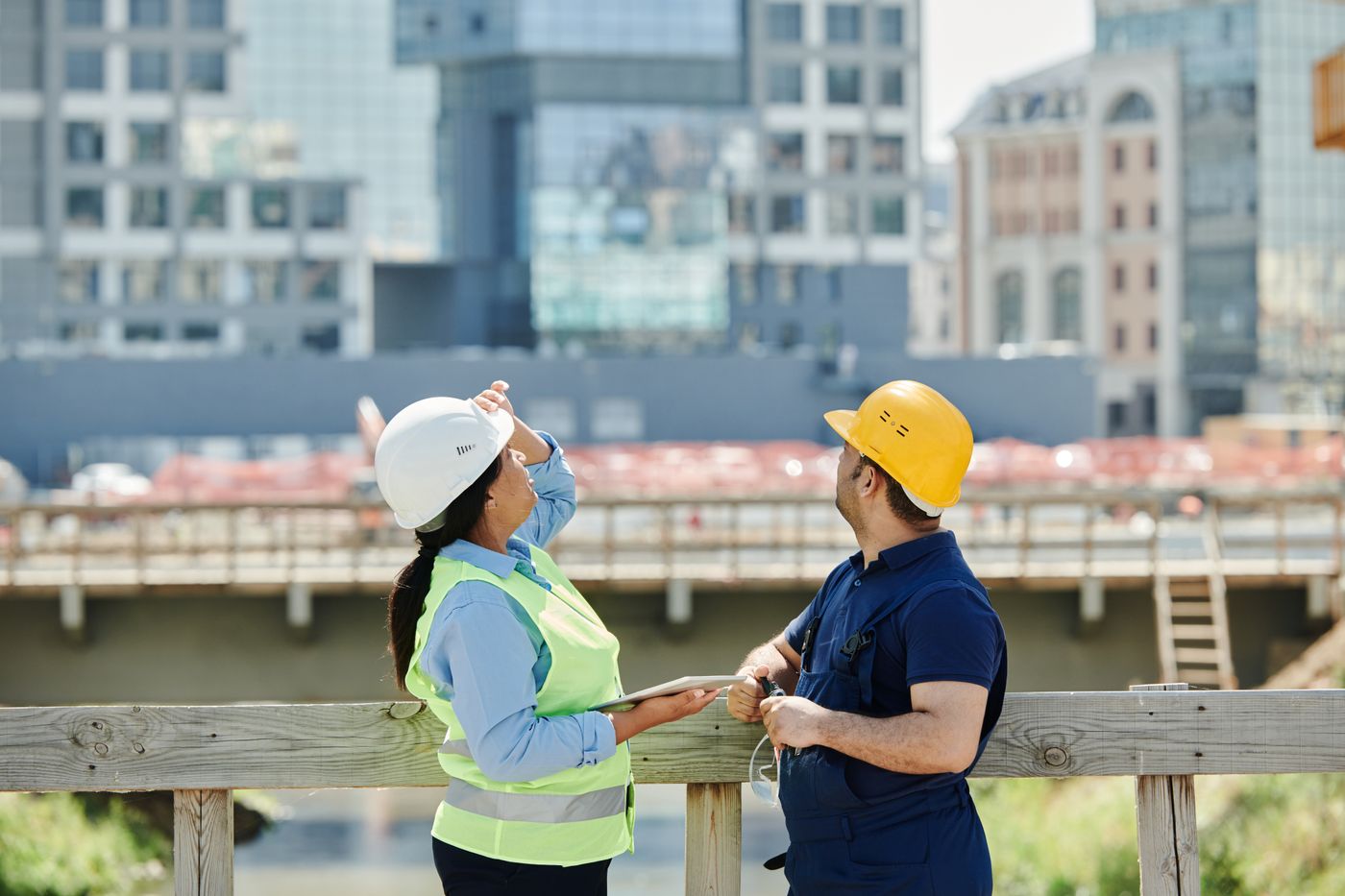 Reviewing plans on site