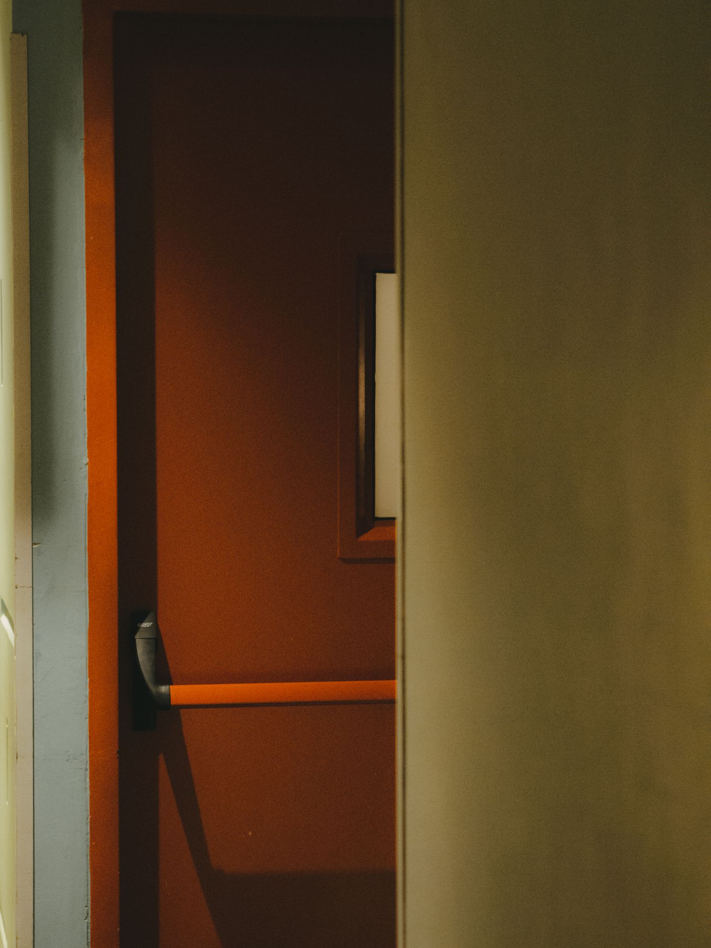 Exit door with push bar