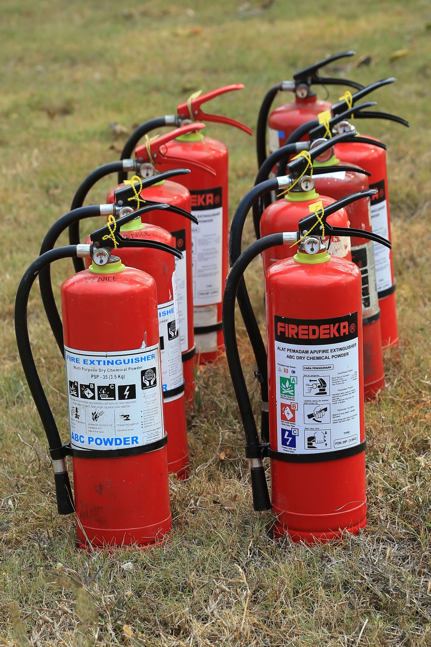 Extinguishers ready for use