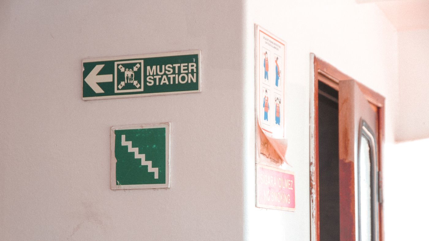 Muster point and escape signage